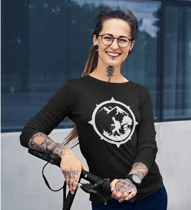 Hiking Mountain Compass Women Long Sleeve Shirt